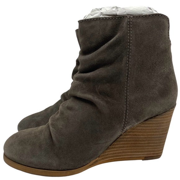 Diba Womens Shoes Bailey Boots Sz 8.5 Taupe Gray Suede Leather Ankle Wedge New - Picture 12 of 12